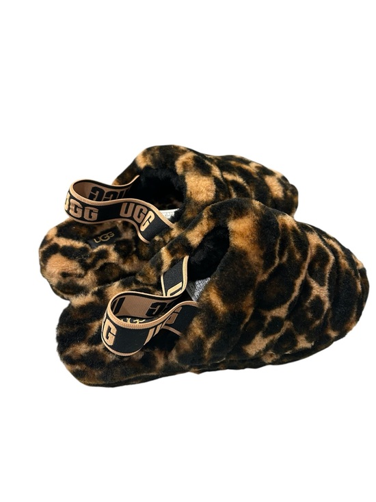 UGG Shoes - UGG Leopard Print Fluffy Slingback Slippers Women’s Size 8